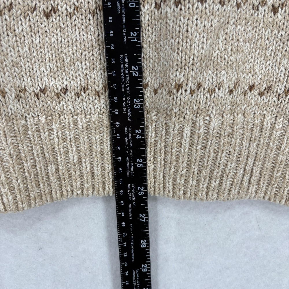 Vintage St Johns Bay Sweater Mens Large Beige Ramie Cotton Linen Geometric 90s - Picture 6 of 11